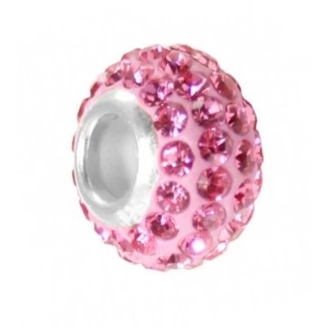 Rózsaszín kristályos charm – 12 mm külső, 5 mm belső átmérő, csillogó felület