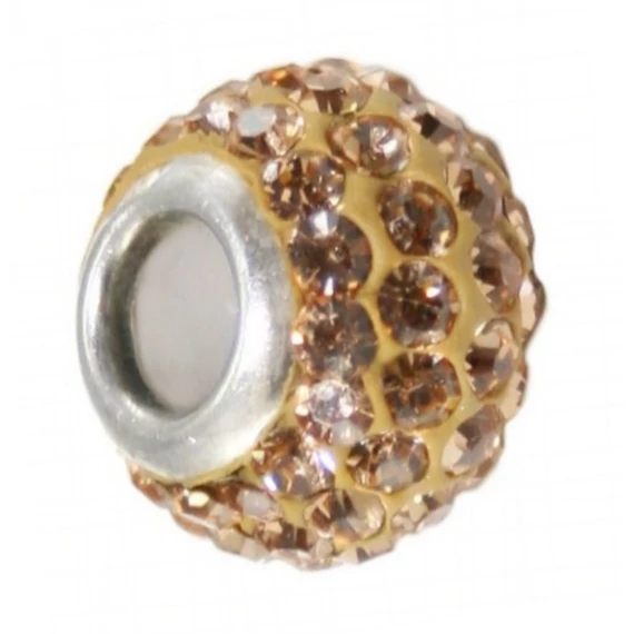 Sárga kristályos charm – 12 mm külső, 5 mm belső átmérő, csillogó felület