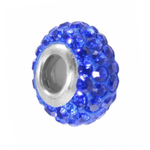 Kék kristályos charm – 12 mm külső, 5 mm belső átmérő, csillogó felület